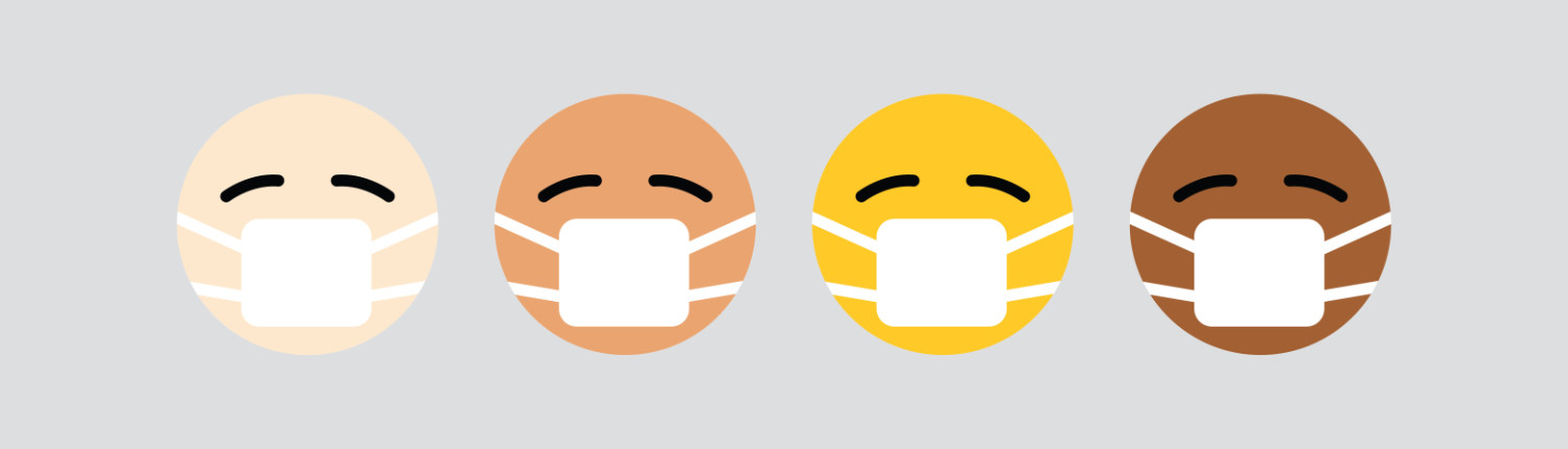 multi-racial Emoji faces with mask